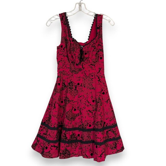 Hot Topic Skull Corset Dress Goth Punk Skulls Whimsy Goth Red Black Mini XS - Picture 1 of 12